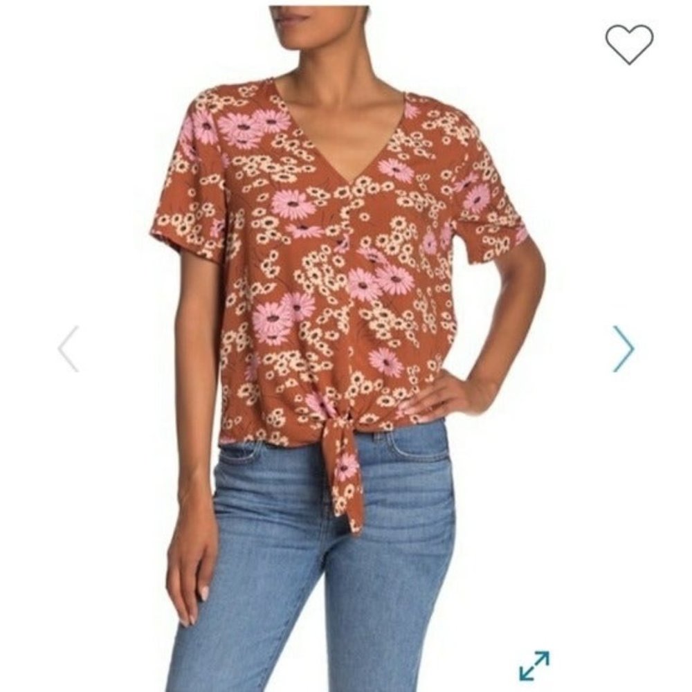 Madewell v neck burnt orange sz XS